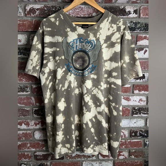 Vintage 1995-1996 Harley Davidson Sarasota Florida Rossiters Bleach Tiedye tee - Picture 1 of 13